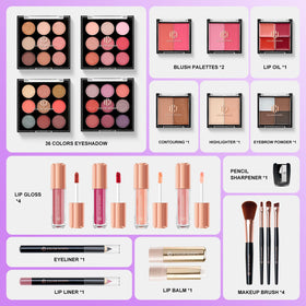 Color Nymph open kit displaying 36 eyeshadows and organized trays for quick selection