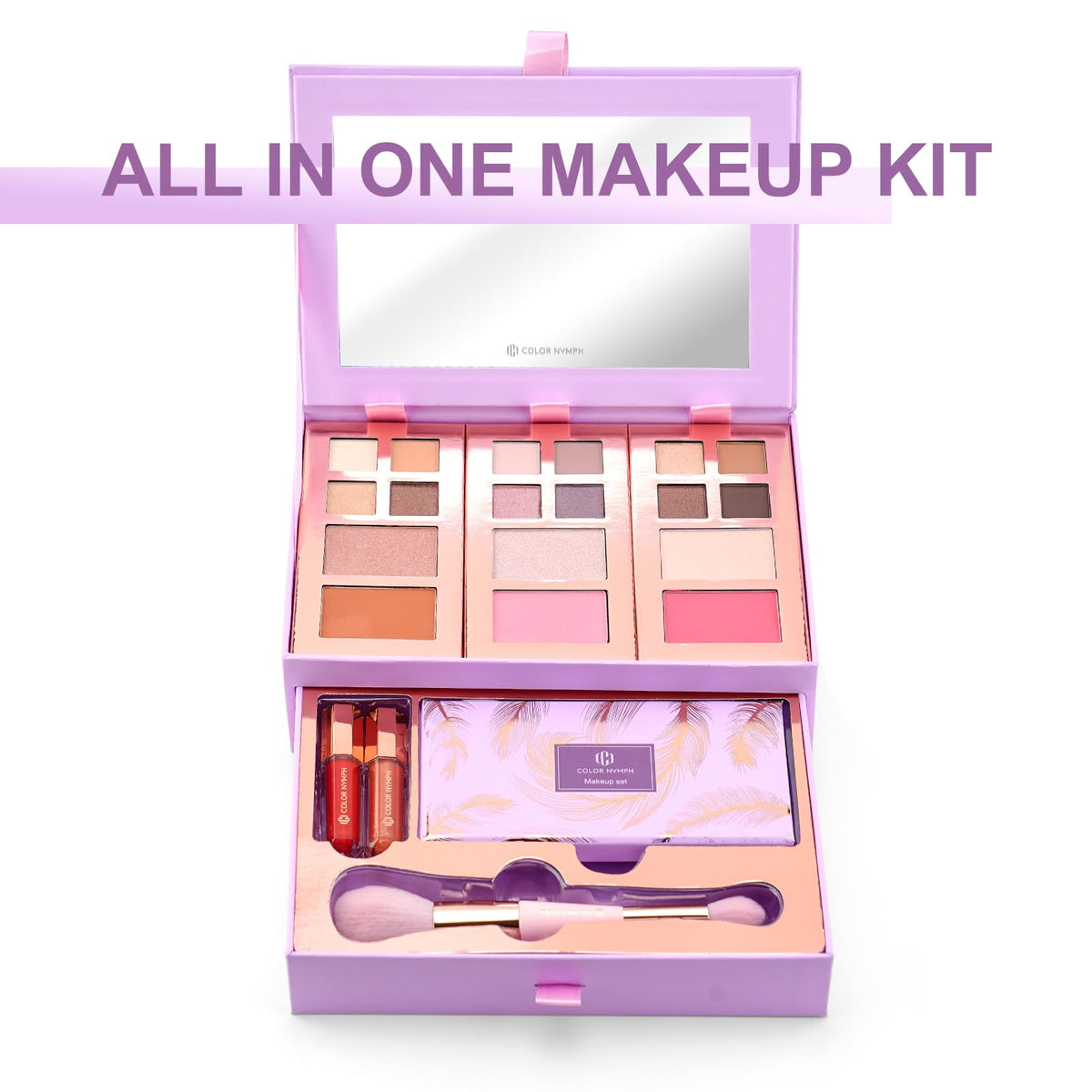 Color Nymph open palette revealing mirror and organized makeup pans