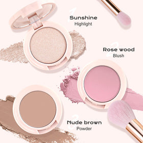 Color Nymph three shades top view showing coordinated contour blush highlighter