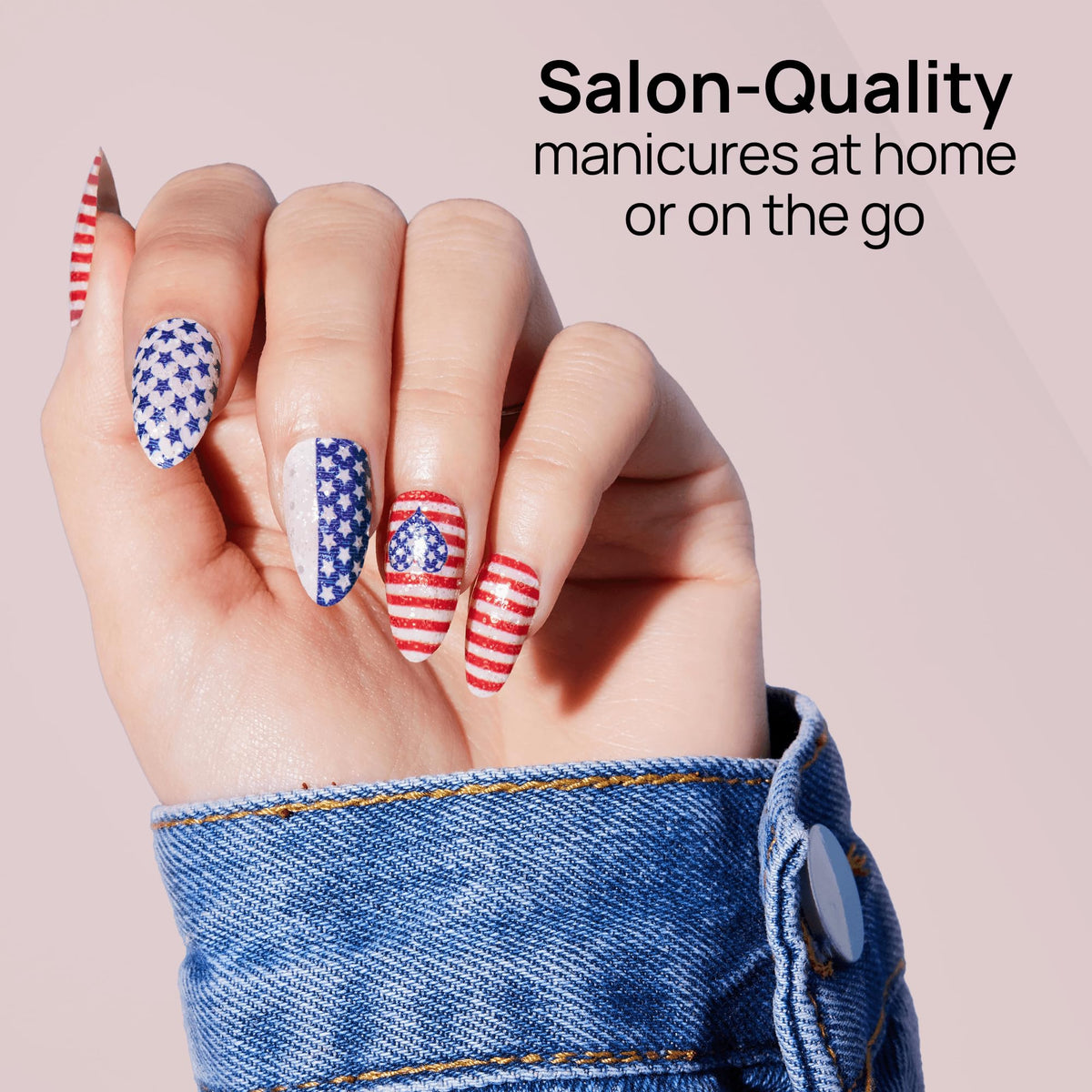 Color Street close-up of strips highlighting stars hearts stripes pattern