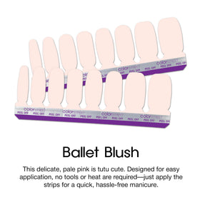 Applying Color Street Ballet Blush strip to fingernail for fast, mess-free manicure