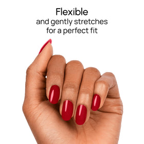 Color Street strip being applied to a fingernail demonstrating fast, peel-and-stick ease