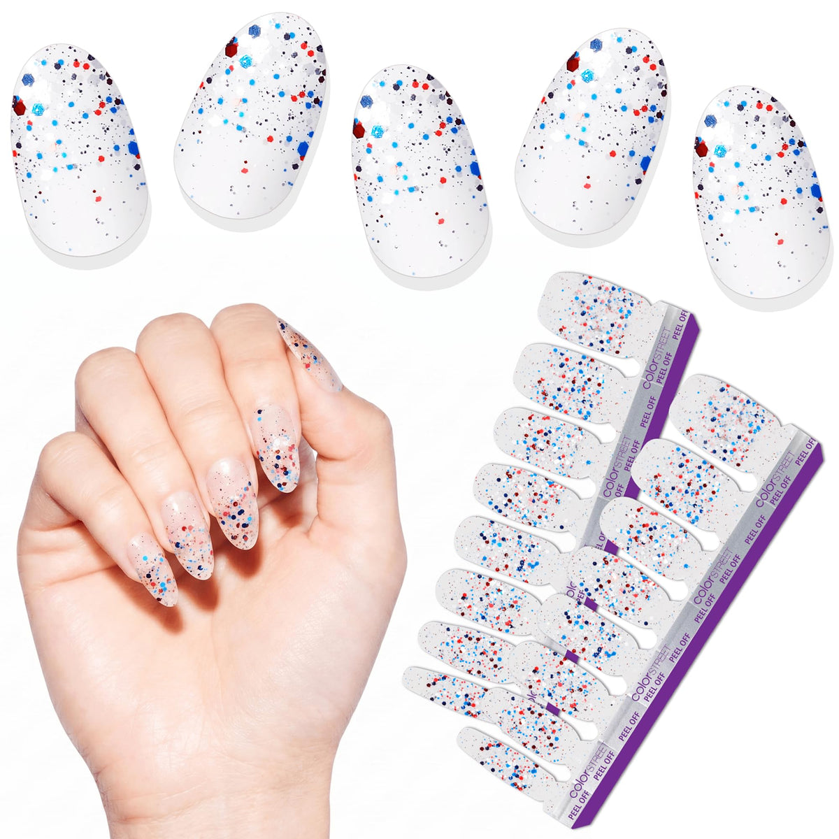 Color Street front packaging showing Firecracker overlay with festive benefit