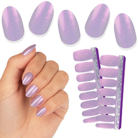 Color Street Forbidden Orchid front packaging shows product and bold periwinkle shimmer
