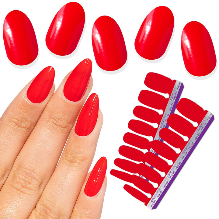 Color Street front packaging showing bold red strips and included tools for easy application