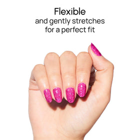 Strip laid beside ruler for scale with Color Street showing fit-options benefit