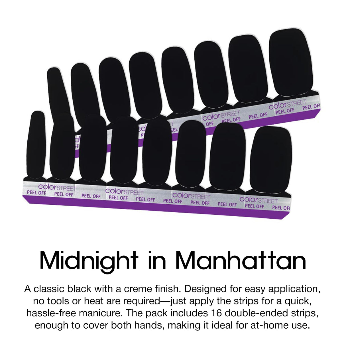 Hand applying Color Street strip to nail demonstrating easy mess-free application and time savings