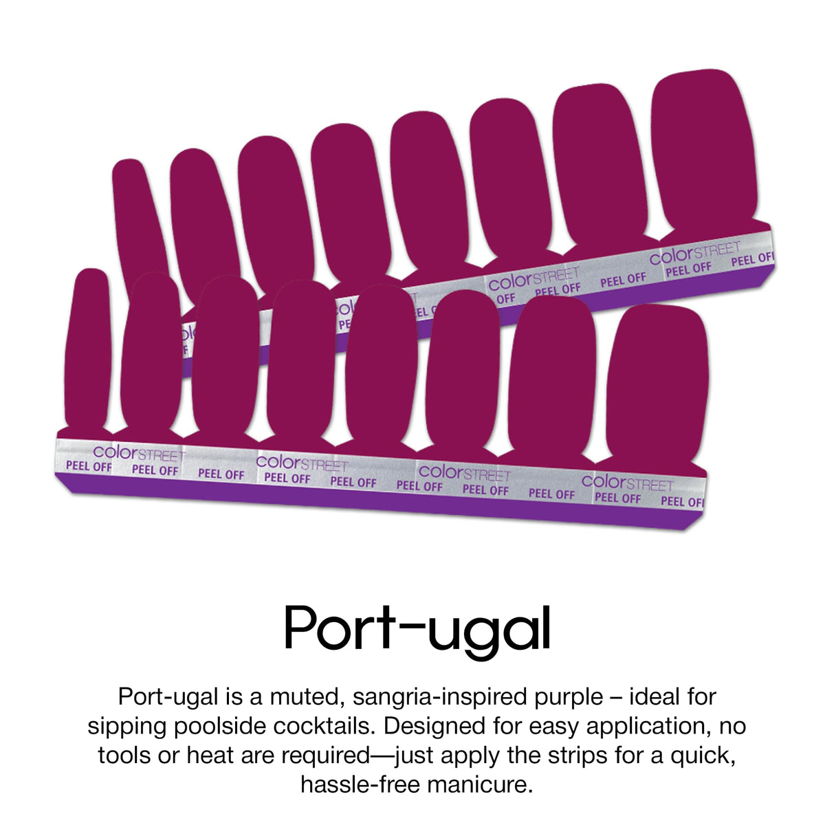 Color Street applying Port-ugal strip to nail for quick salon look