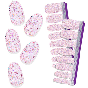 Color Street front packaging showing rosy pink glitter strips and branding benefits