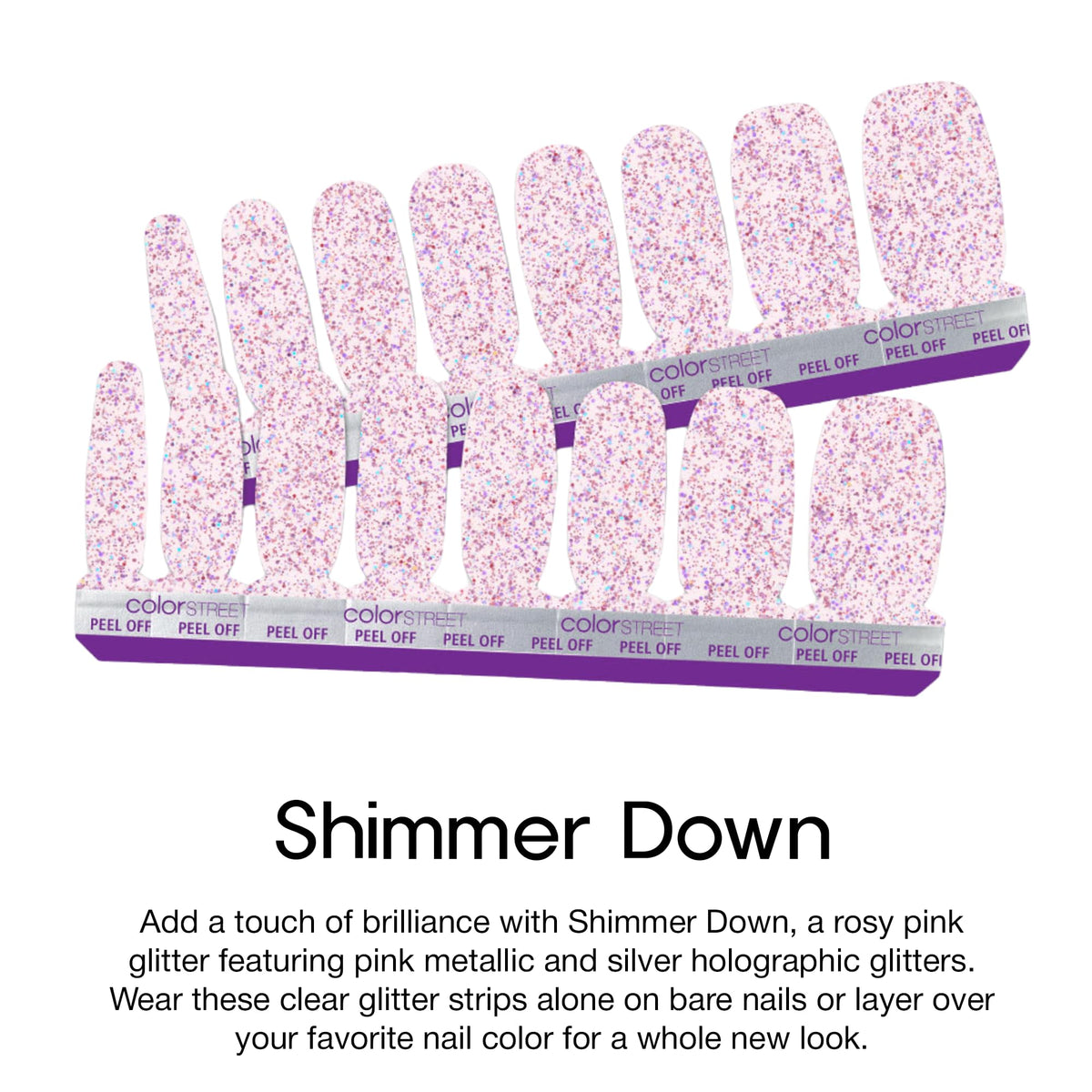 Color Street applied on nails close-up highlighting salon-quality sparkling finish