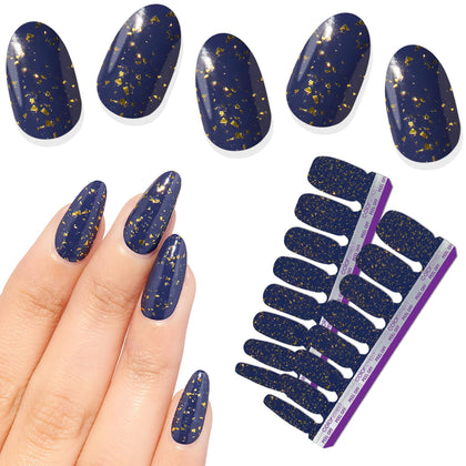 Color Street front packaging showing deep blue purple glitter design and instant polish benefit