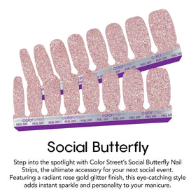 Color Street close-up of rose gold glitter texture highlighting reflective sparkle