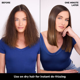 COLOR WOW product being applied to dry hair demonstrating quick frizz control
