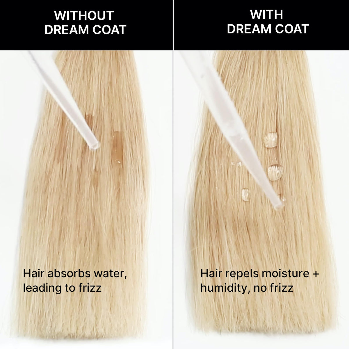 COLOR WOW applying Dream Coat before blow-drying to achieve smooth glossy texture