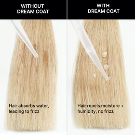 COLOR WOW applying Dream Coat before blow-drying to achieve smooth glossy texture