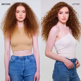 COLOR WOW product in hand applying to hair, shows controlled application and reduced pulling