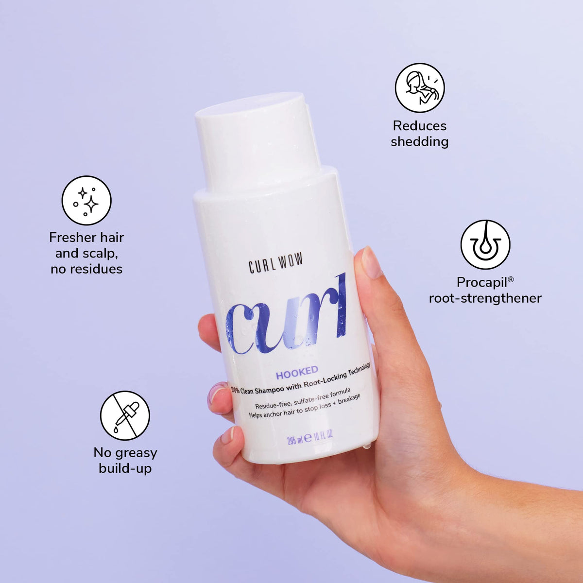 COLOR WOW lifestyle wet hair use image showing refreshed curls after cleanse