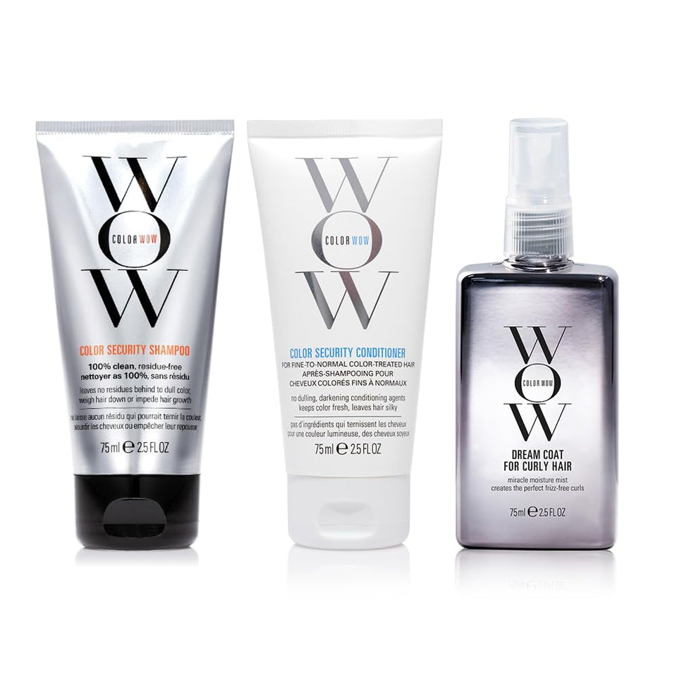 COLOR WOW front packaging of travel kit showing trio, convenient for trips