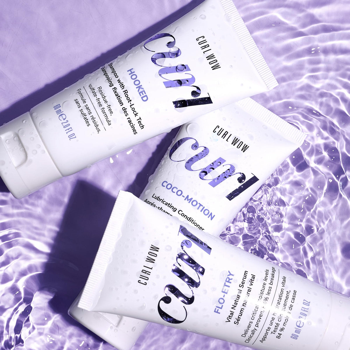 COLOR WOW FLO-ETRY serum droplet on hair strand reducing frizz and adding shine