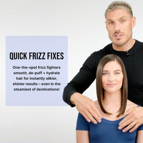 COLOR WOW products staged in a travel bag demonstrating on-the-go frizz management