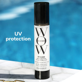 COLOR WOW applied on damp hair demonstrating frizz control and protection