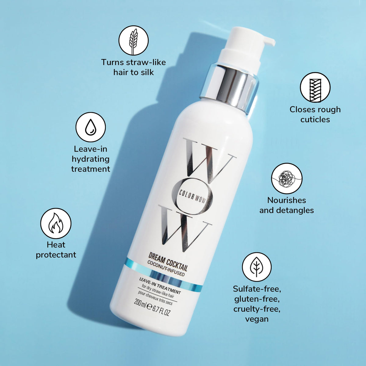 COLOR WOW texture close-up of creamy formula highlighting coconut infusion and shine