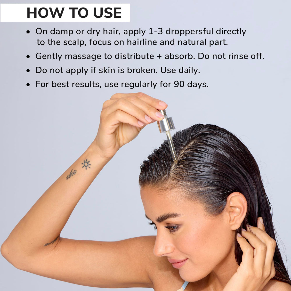 COLOR WOW applying serum to scalp demonstrating targeted delivery and scalp support