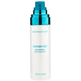 Colorescience front packaging showing bottle and label, clear travel-friendly design benefit