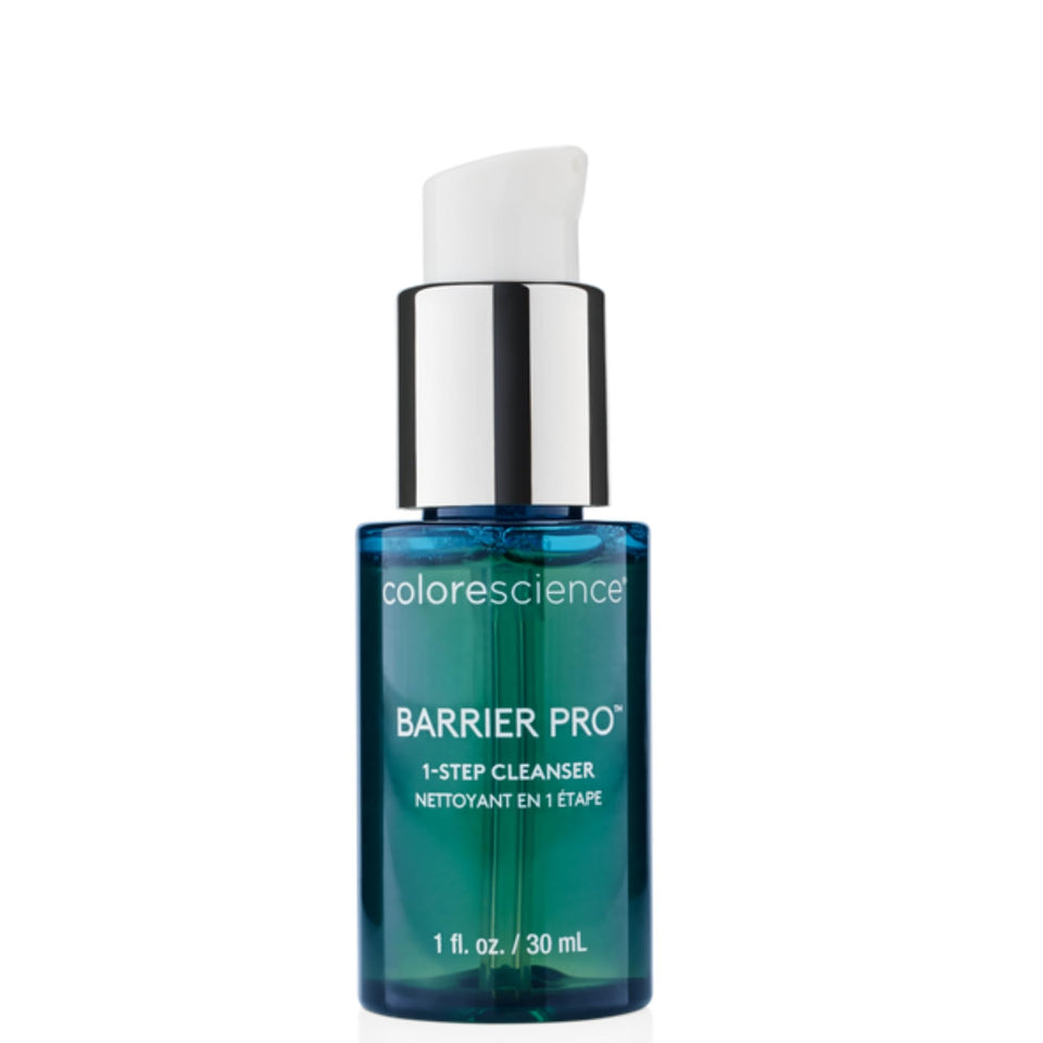 Colorescience front packaging shows cleanser bottle and benefits
