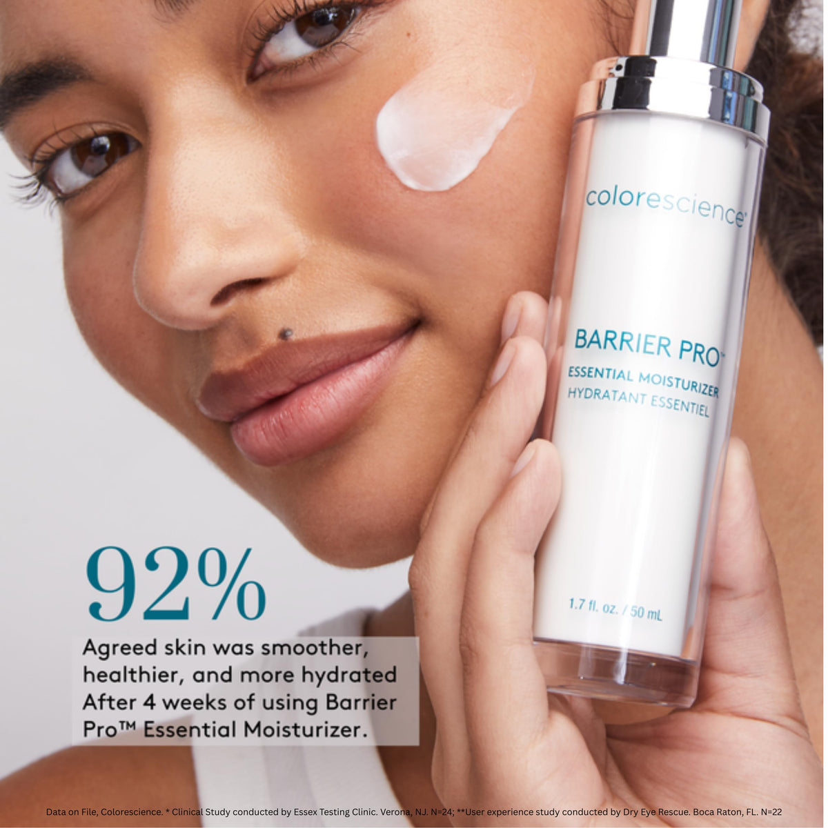 Colorescience ingredients label close view, emphasizes clinically informed formula