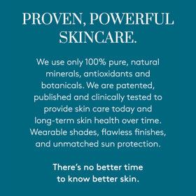 Colorescience size comparison with a hand, highlights portable travel-friendly bottle benefit