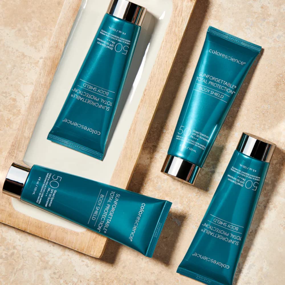 Colorescience bottle in hand to show 4 fl oz size and portable benefit
