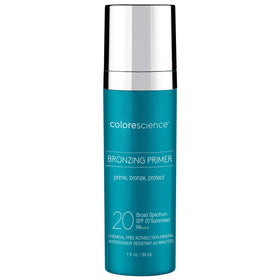 Colorescience bronzing primer front packaging showing SPF and bronzed tint benefit