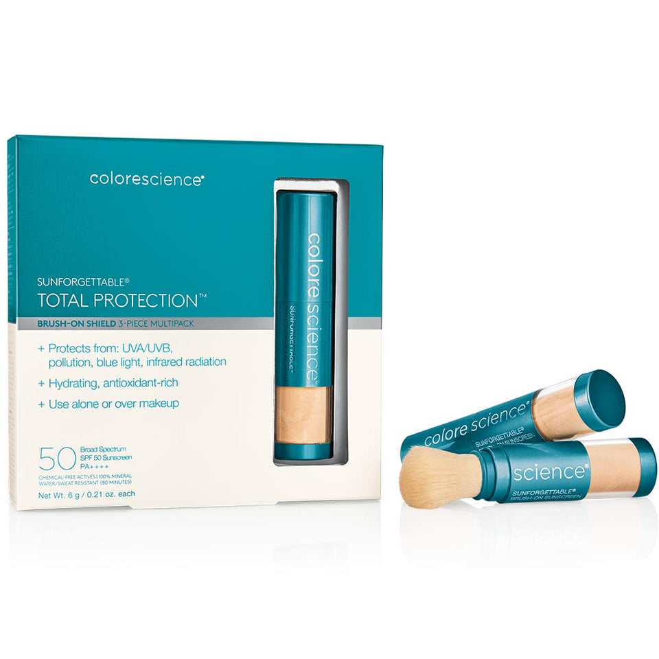 Colorescience front packaging showing brush compact and SPF benefit