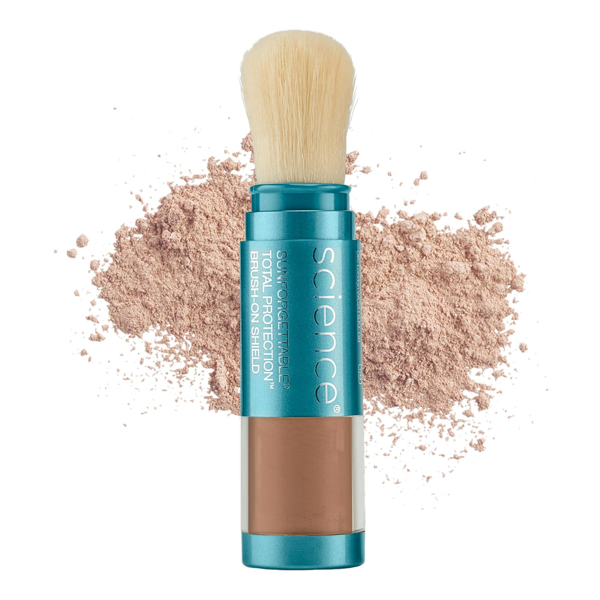 Colorescience front packaging showing product and compact brush benefit portability