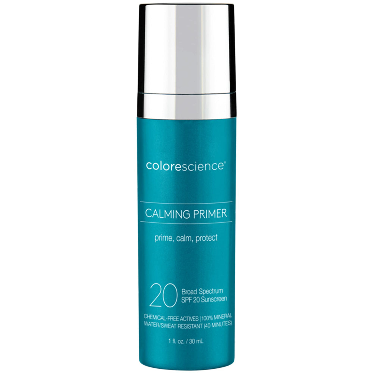 Colorescience Calming Perfector front packaging showing SPF and shade, protects daily