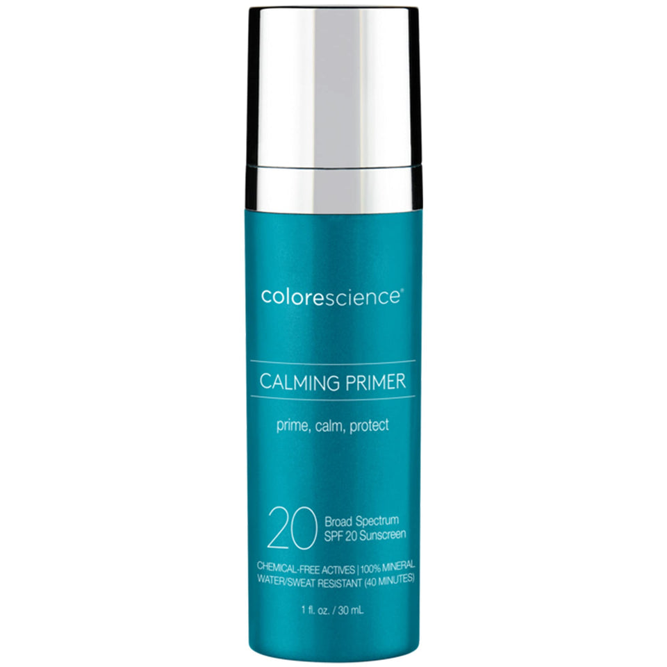 Colorescience Calming Perfector front packaging showing SPF and shade, protects daily