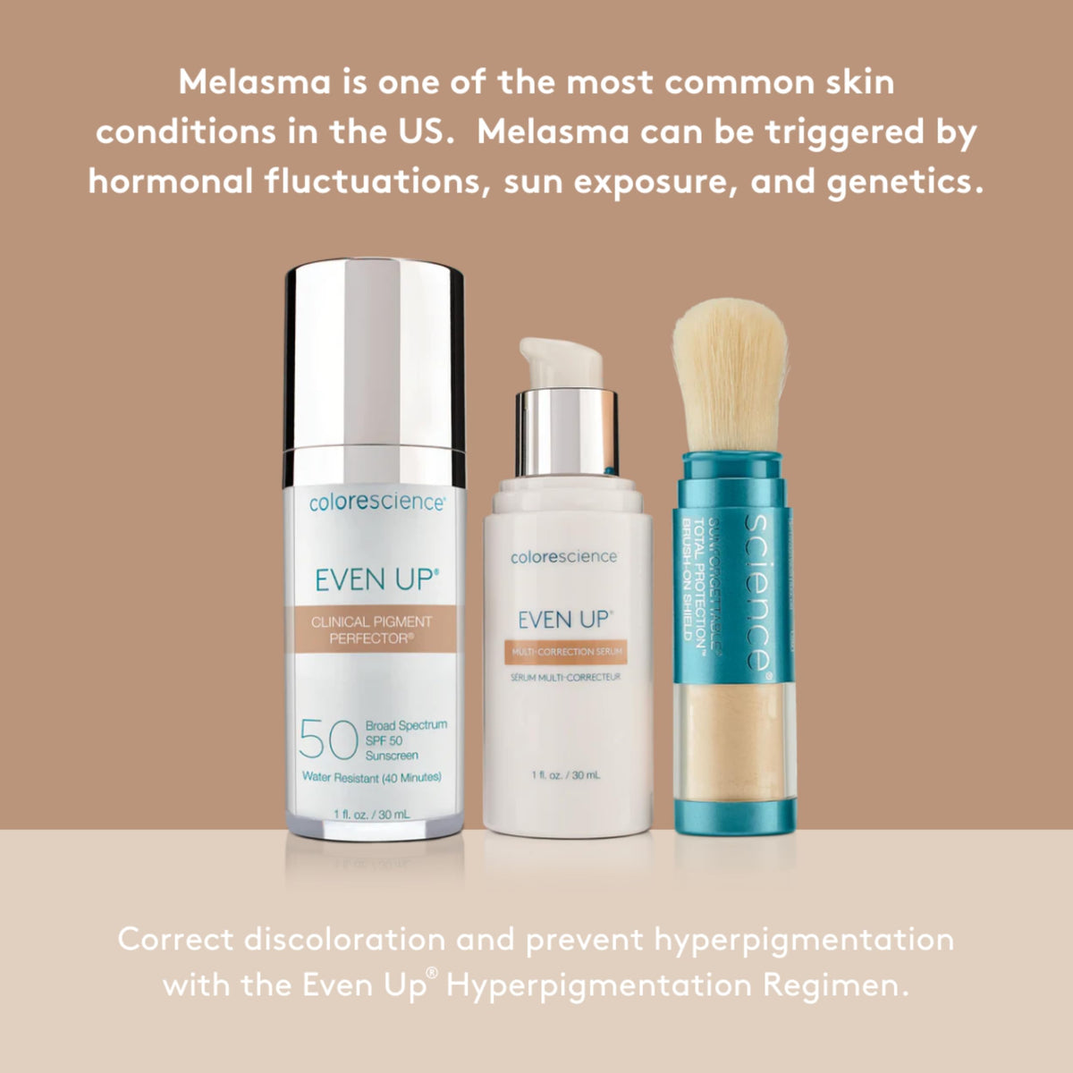 Colorescience face before and after showing reduced spot contrast