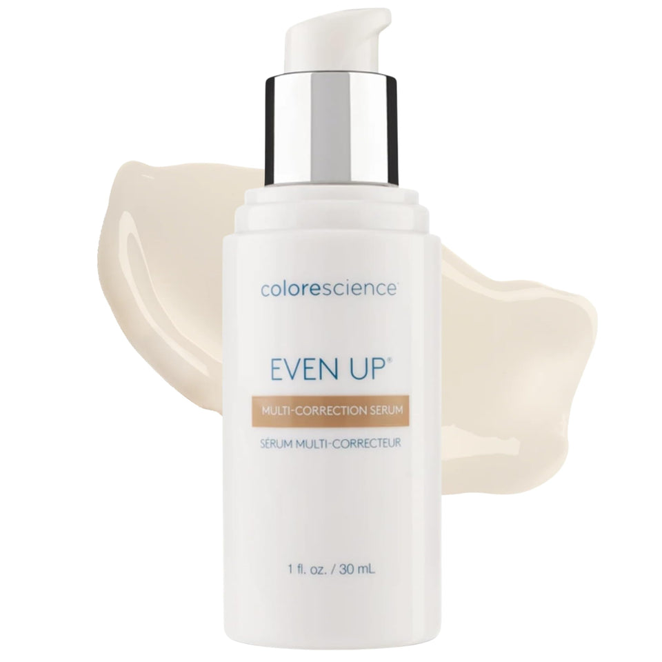 Colorescience Even Up front packaging showing sleek bottle and branding benefits