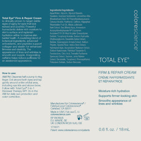 Colorescience eye cream on vanity in bathroom setting conveying daily routine benefit
