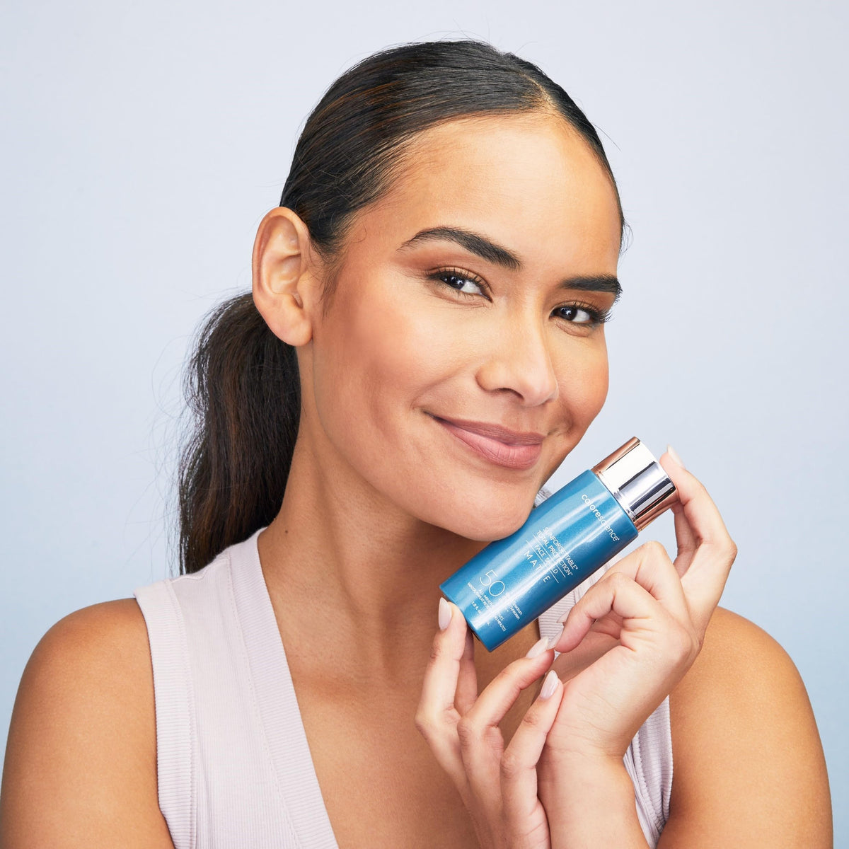 Colorescience pump detail emphasizing easy dispensing and hygienic use