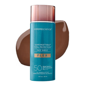 Colorescience FLEX Rich Deep front tube showing product packaging and SPF benefit