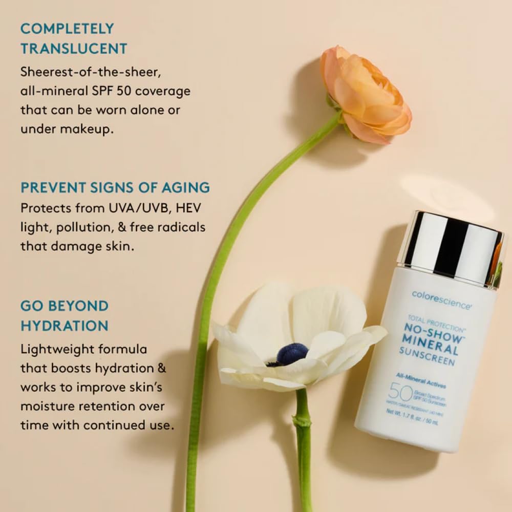 Colorescience applied to model face illustrating no white cast across diverse skin tone