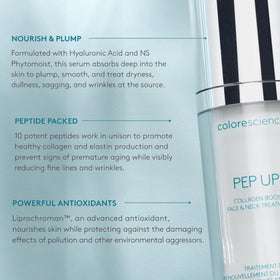 Colorescience Pep Up applied to jawline and neck demonstrating smooth coverage and absorbency
