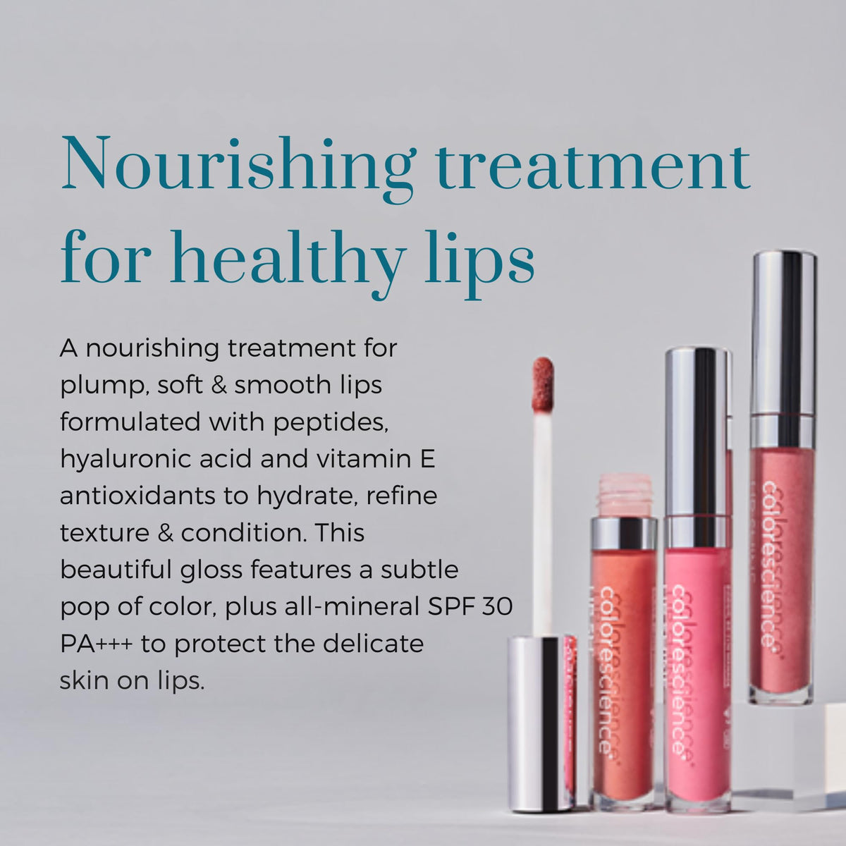 Colorescience texture drop highlighting glossy finish and hydrating consistency