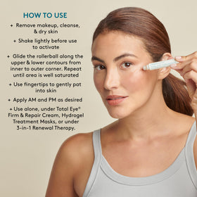 Colorescience Total Eye Concentrate metal rollerball close-up promoting instant cooling