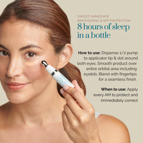 Colorescience product being applied under eye to reduce puffiness and brighten