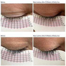 Colorescience before and after lashes showing lengthening and conditioning benefits