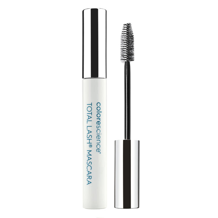 Colorescience mascara tube front view showing sleek packaging and product benefit