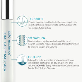 Colorescience tube beside ruler showing product size and travel-friendly benefit